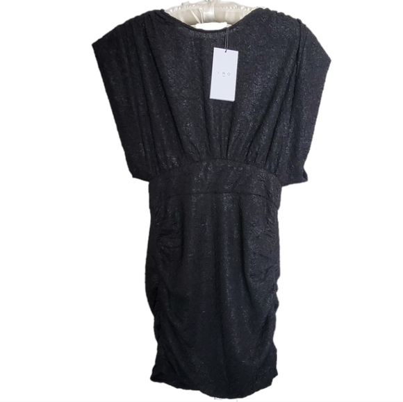 🆕️ IRO Cory Ruched Cloqué Mini Dress in Black - Picture 5 of 16